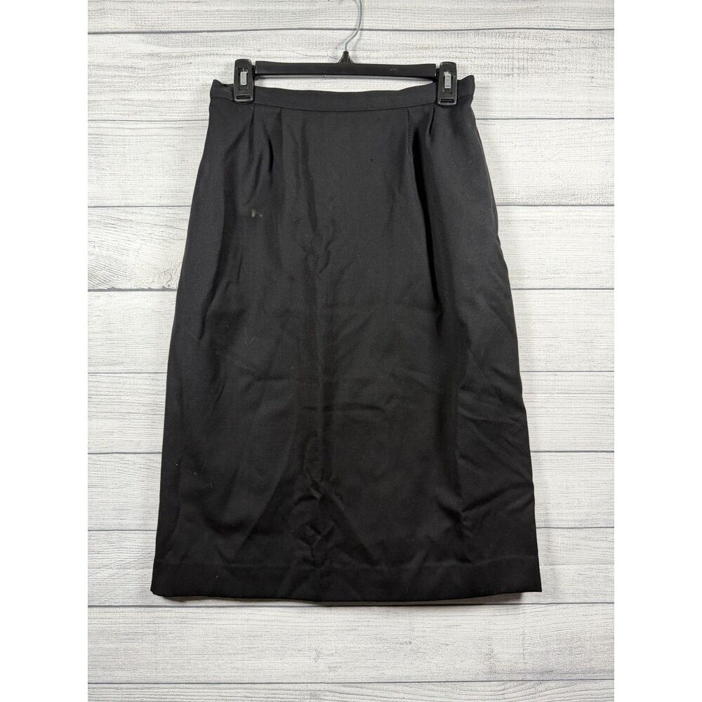 Women's 12/13 Black Pleated Midi Pencil Skirt Side Slit Lined 1326